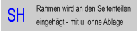 SH Rahmen wird an den Seitenteilen eingehgt - mit u. ohne Ablage