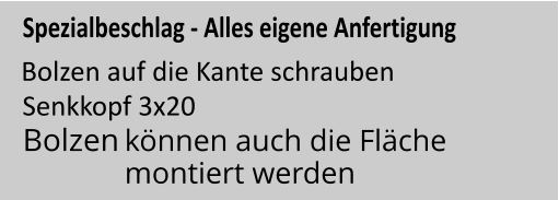 Senkkopf 3x20     Spezialbeschlag - Alles eigene Anfertigung Bolzen auf die Kante schrauben  knnen auch die Flche  Bolzen  montiert werden